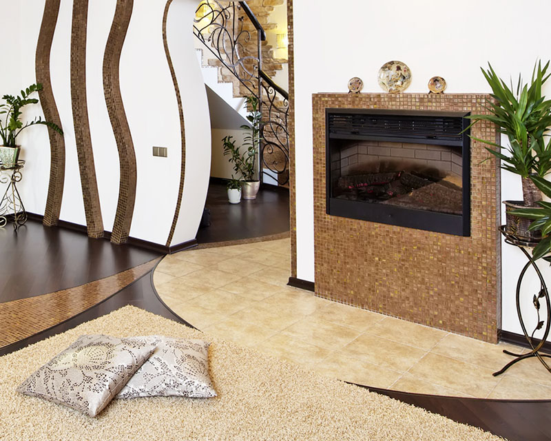 Living room hall modern design interior with mosaic